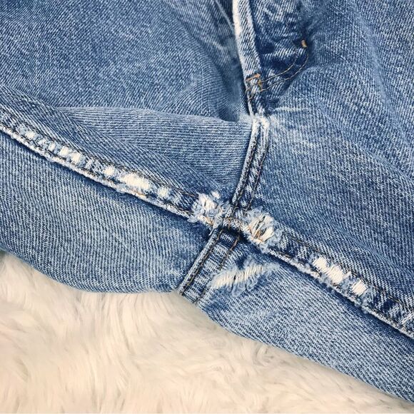 VINTAGE American Eagle Flare Leg Jeans Distressed Low Mid Rise 90s Y2K Size 12 - Picture 9 of 14